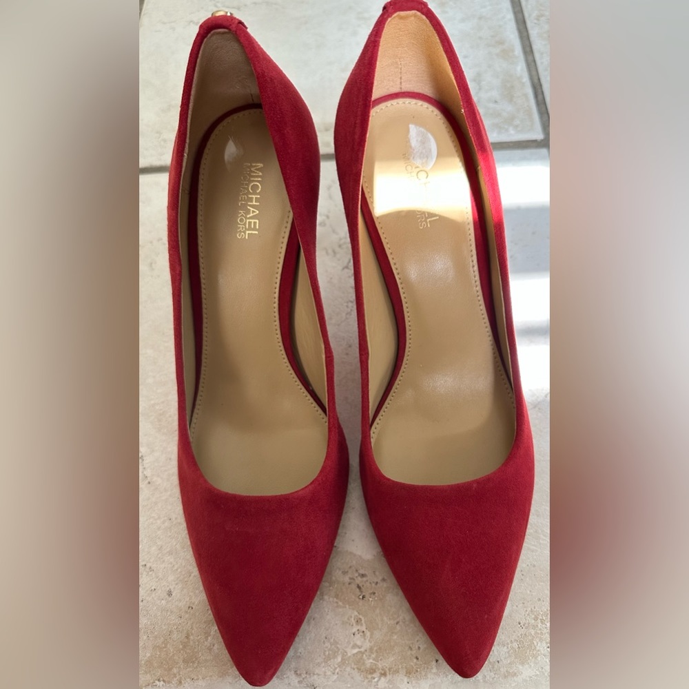 EUC Red suede Micheal Kors heels